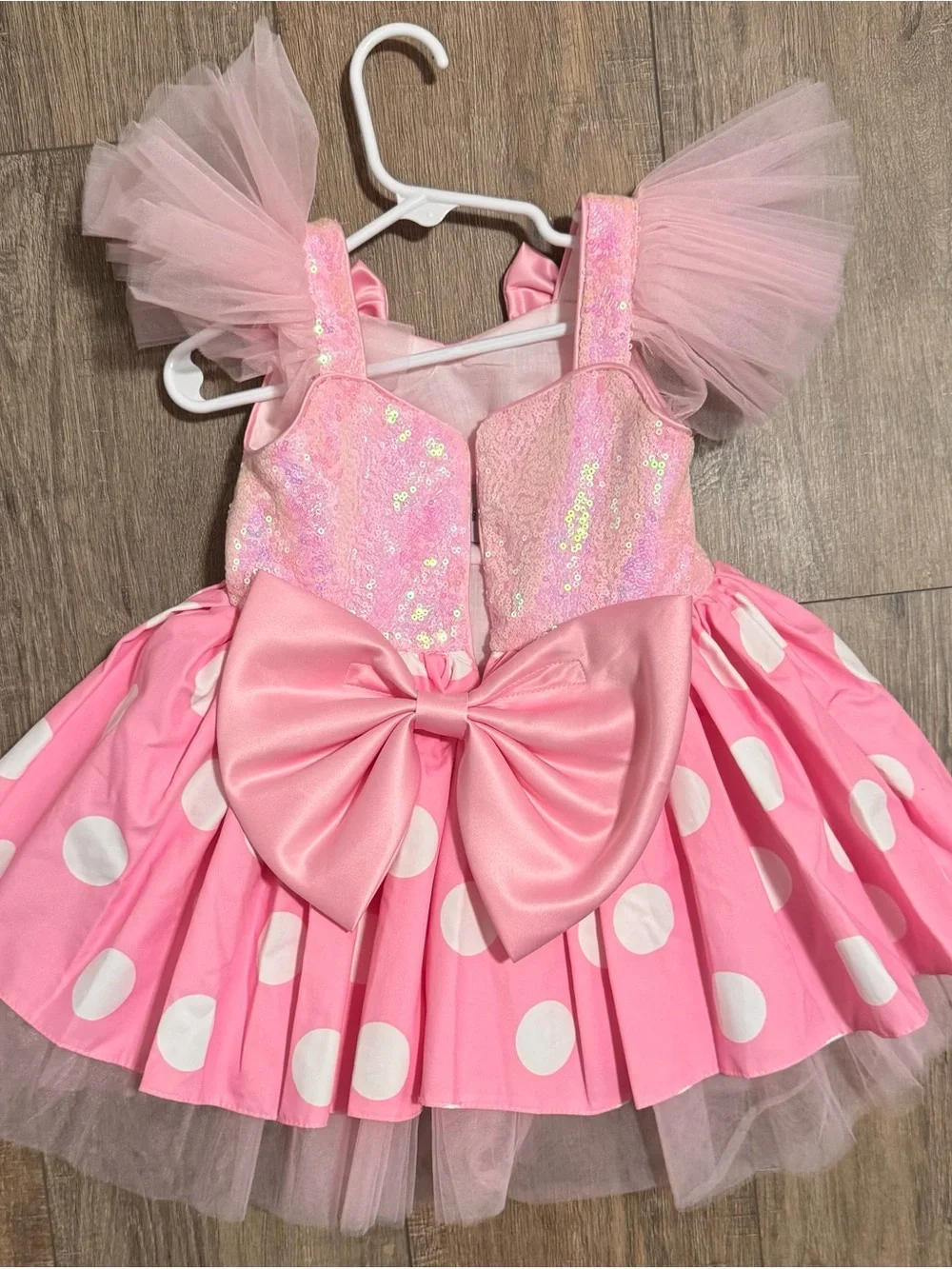 Pink Polka Dot Tulle Kids Costume Dress